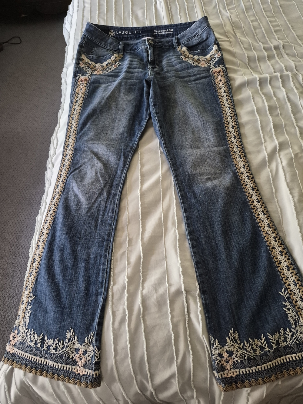 Laurie Felt Embroidered Blue Women’s Bootcut Jeans